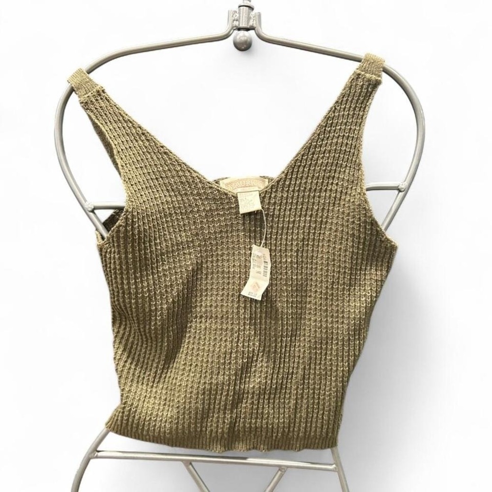 Deadstock 90s green knit tank size L (L2) 19" ptp 18" L Deadstock NWT‎